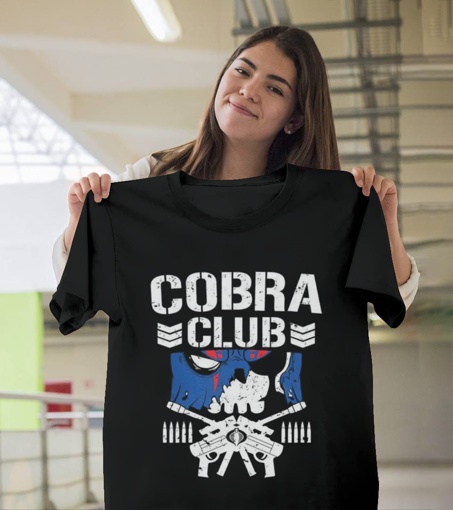 Cobra Club Skull Crossed Guns Bullet Chevrons Bold Design T-Shirt