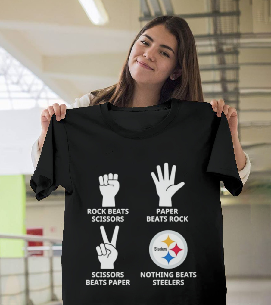Pittsburgh Steelers Rock Paper Scissors Nothing Beats Steelers Logo T-Shirt