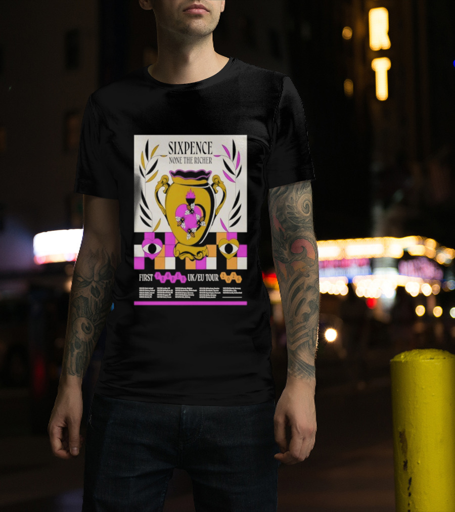 Sixpence None The Richer First Proper UK EU Tour 2026 Eye And Vase Motif T-Shirt