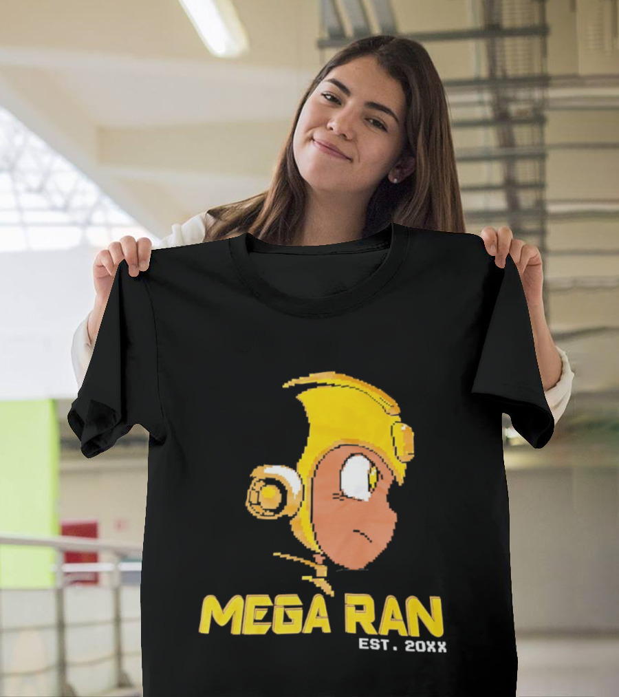 Mega Ran EST. 20XX Cartoon Character Yellow Helmet T-Shirt