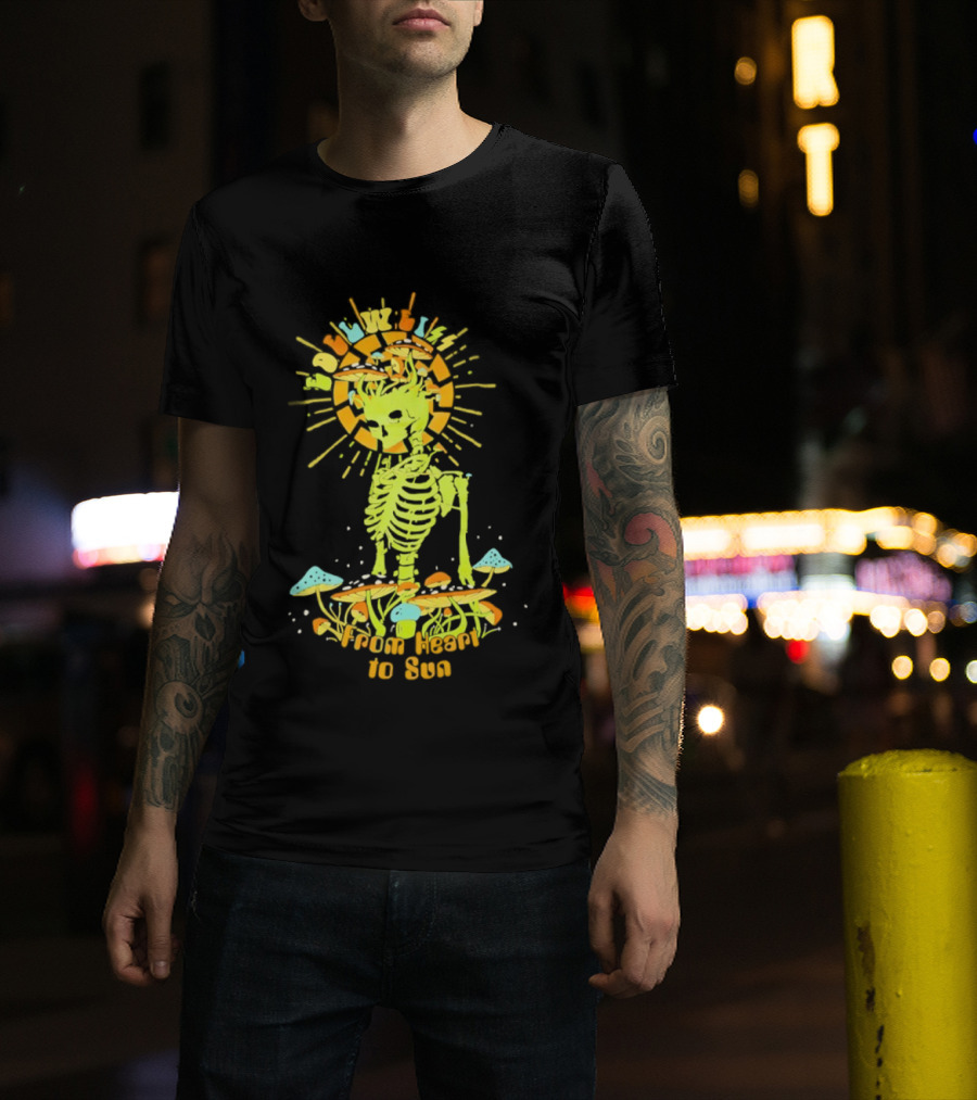 Skeleton Edelweiss From Heart To Sun Mushrooms Sunburst T-Shirt