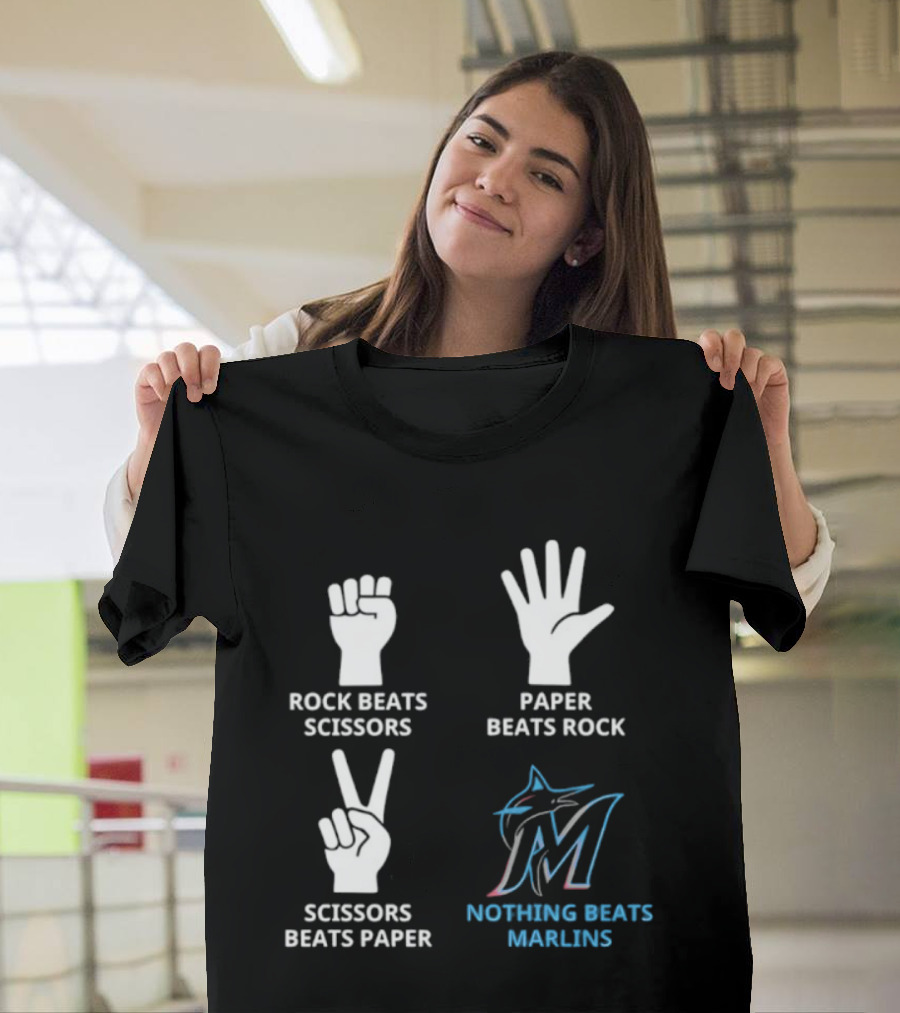 Rock Paper Scissors Marlins Nothing Beats Miami T-Shirt