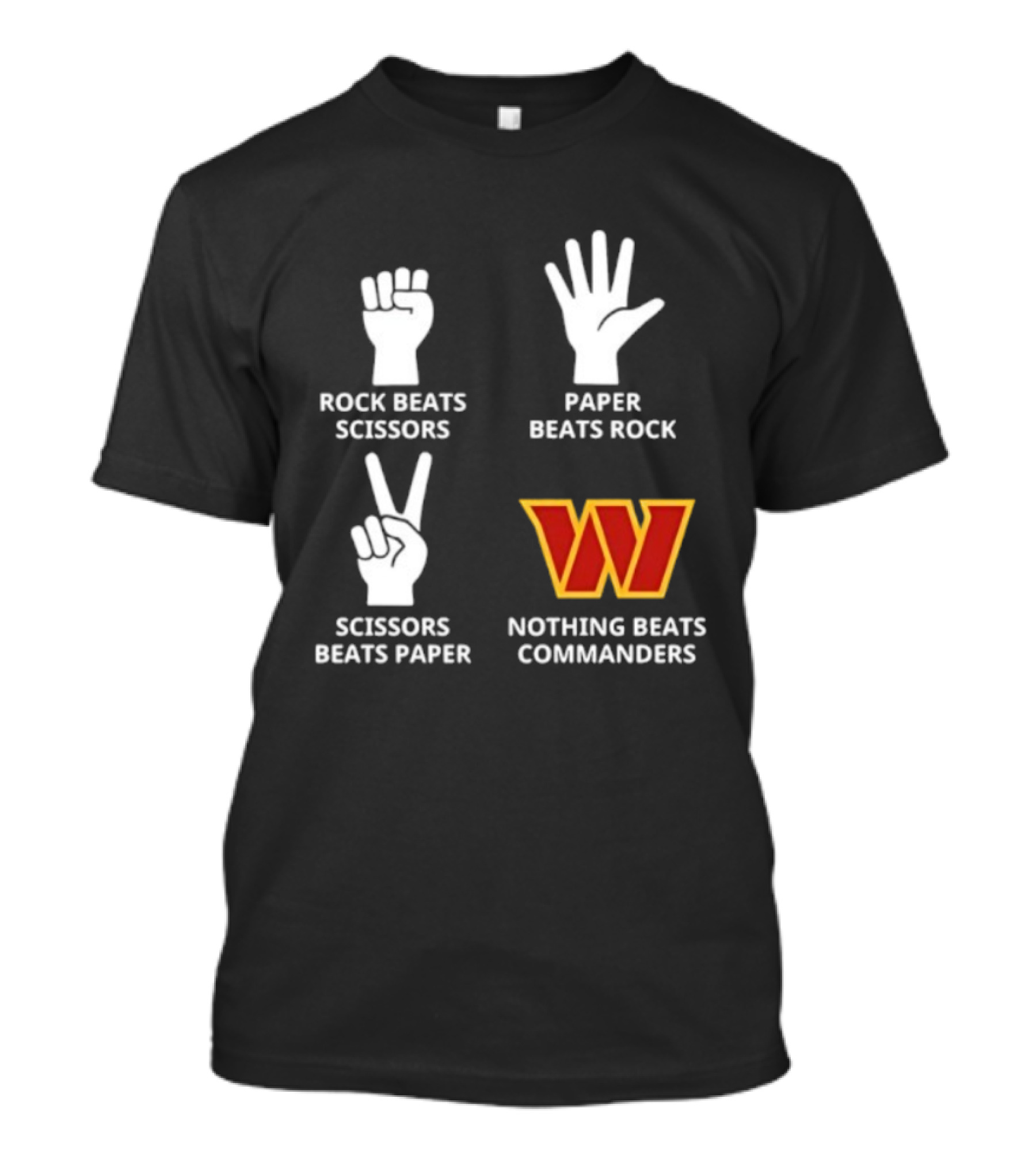 Washington Commanders Rock Paper Scissors Nothing Beats Commanders T-Shirt