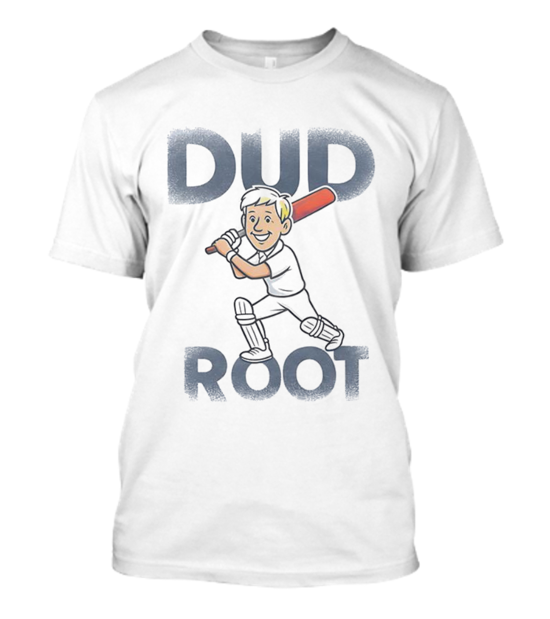 Dud Root Cricket Batting Cartoon Character T-Shirt