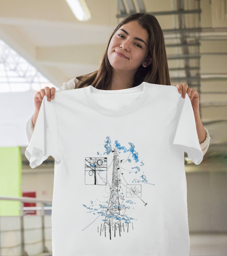 Free Finga Bokštas Visual Telecommunication Tower Elements Clouds T-Shirt