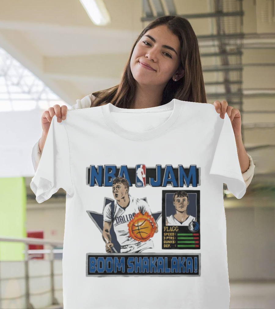 NBA Jam Dallas Mavericks Cooper Flagg Basketball Boom Shakalaka T-Shirt