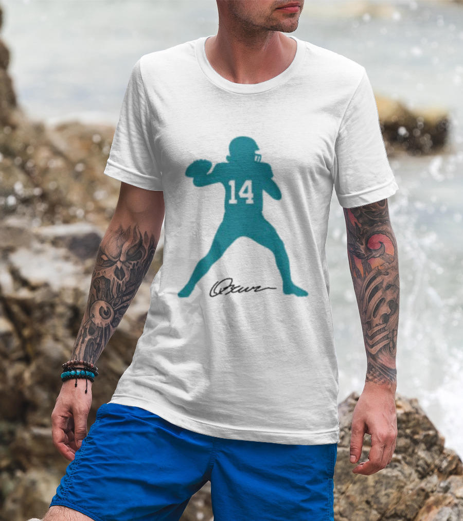 Quinn Ewers Number 14 Football Player Silhouette T-Shirt