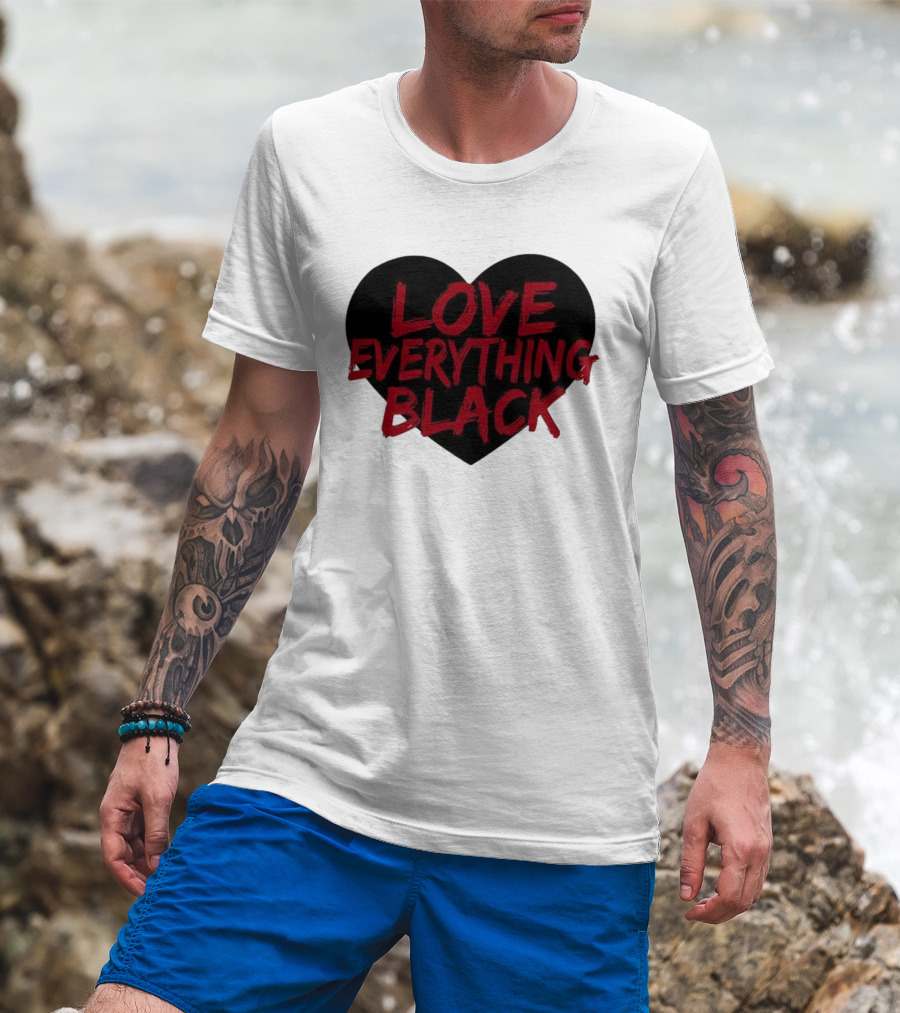 Love Everything Black Heart Bold Statement T-Shirt