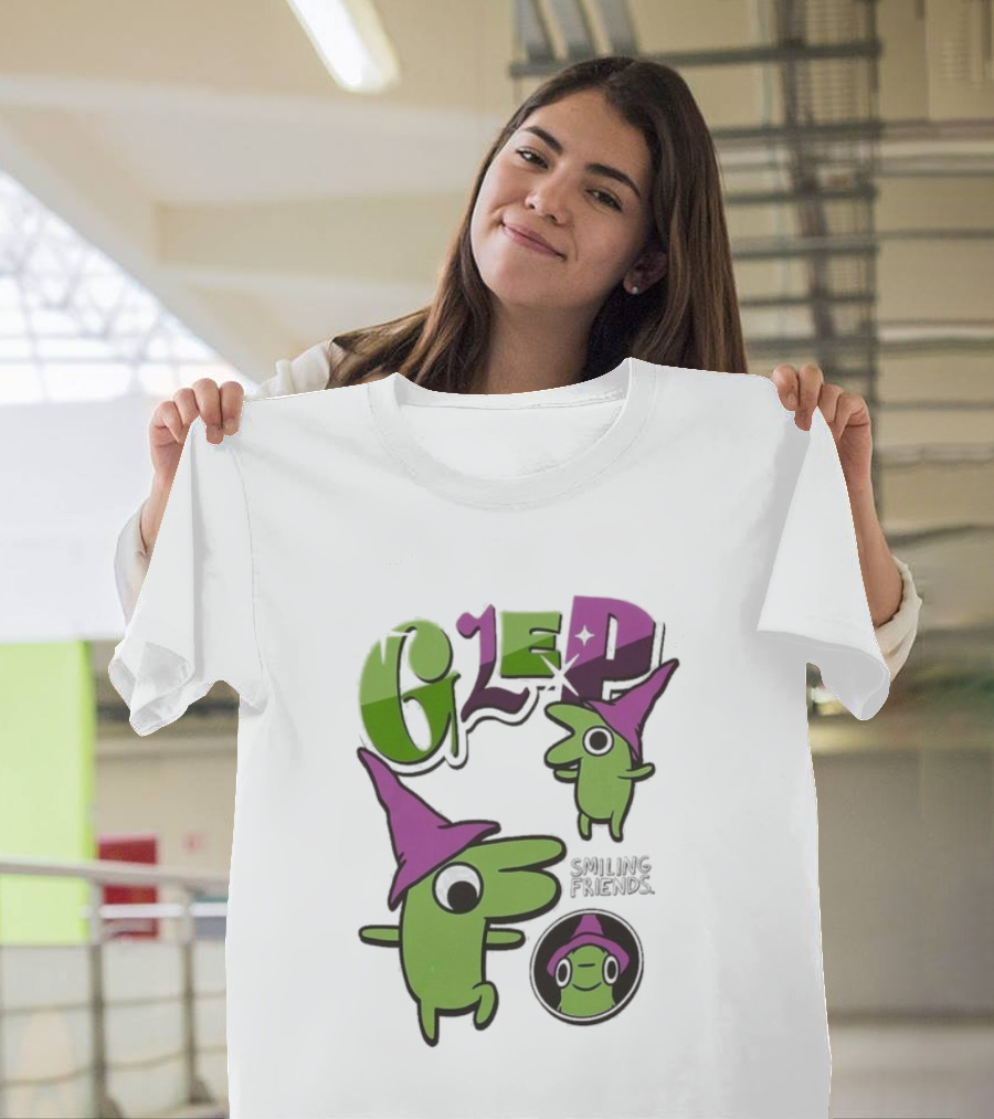 Smiling Friends Glep Green Character With Purple Hat T-Shirt