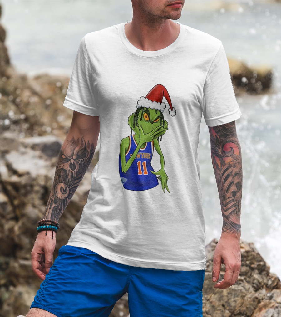 Grinch Santa Jalen Brunson New York Knicks NBA Basketball Christmas T-Shirt