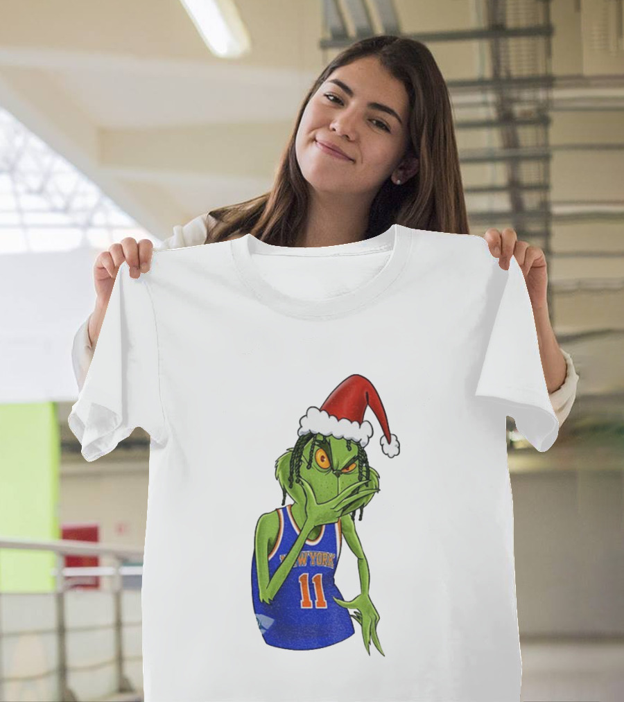 Grinch Santa Jalen Brunson New York Knicks NBA Basketball Christmas T-Shirt