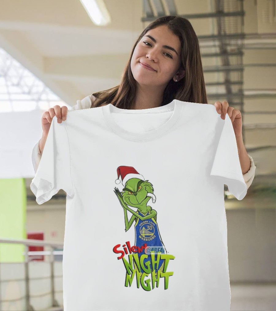 Silent Night Grinch Santa Stephen Curry Golden State Warriors NBA Christmas T-Shirt