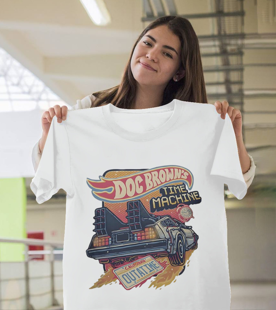 Doc Brown's Time Machine Outatime Back To The Future Retro Vintage Car T-Shirt