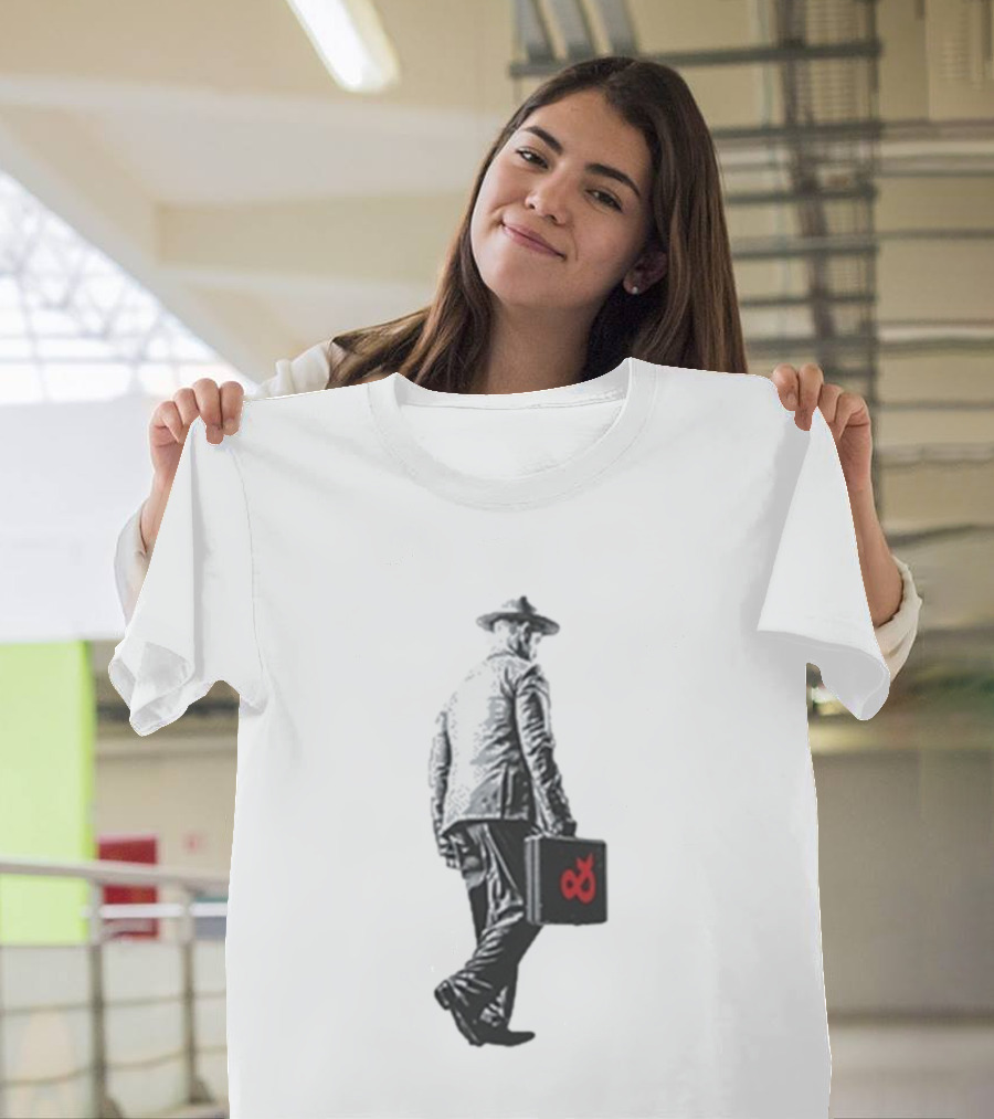 Boy And Bear Walking Man Iconic Walking Figure With Red Briefcase T-Shirt