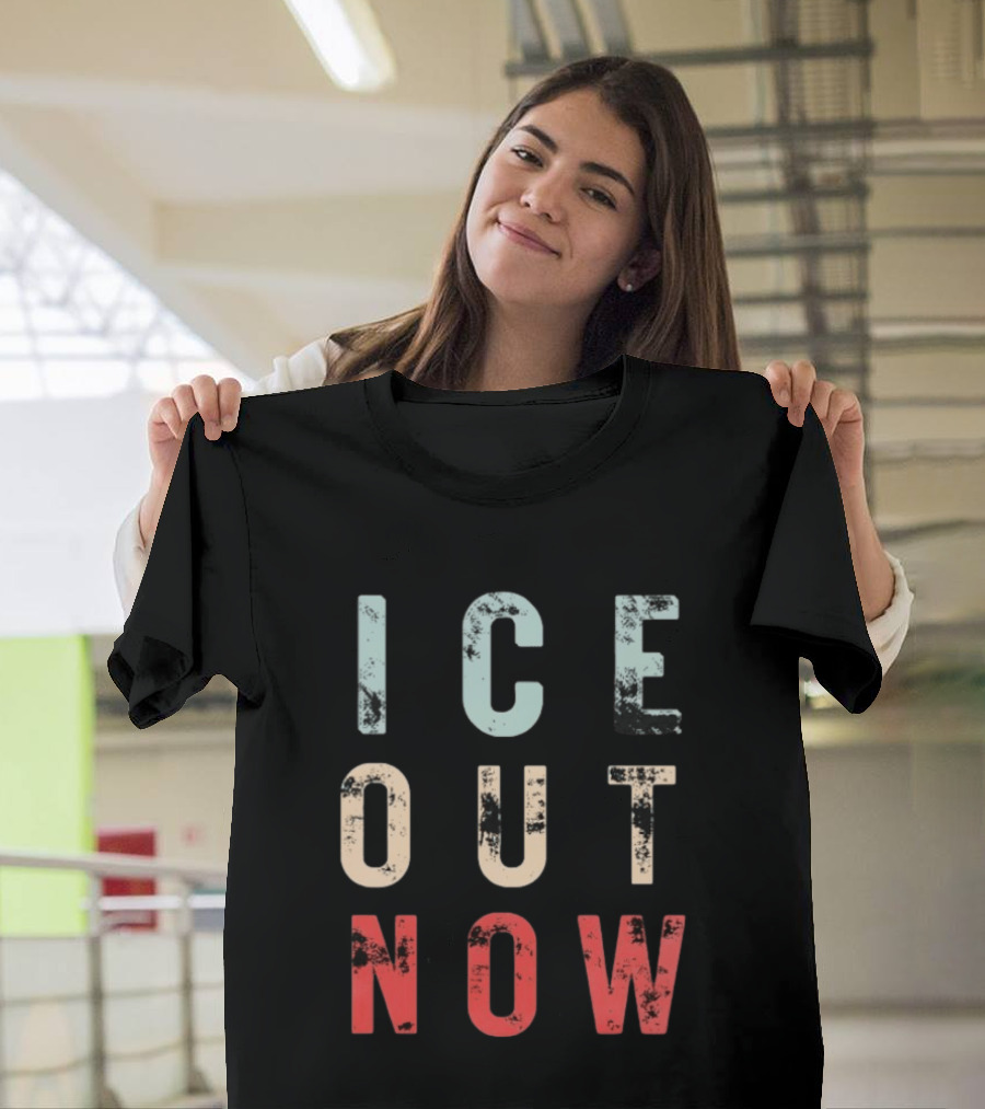 ICE Out Now Distressed T-Shirt