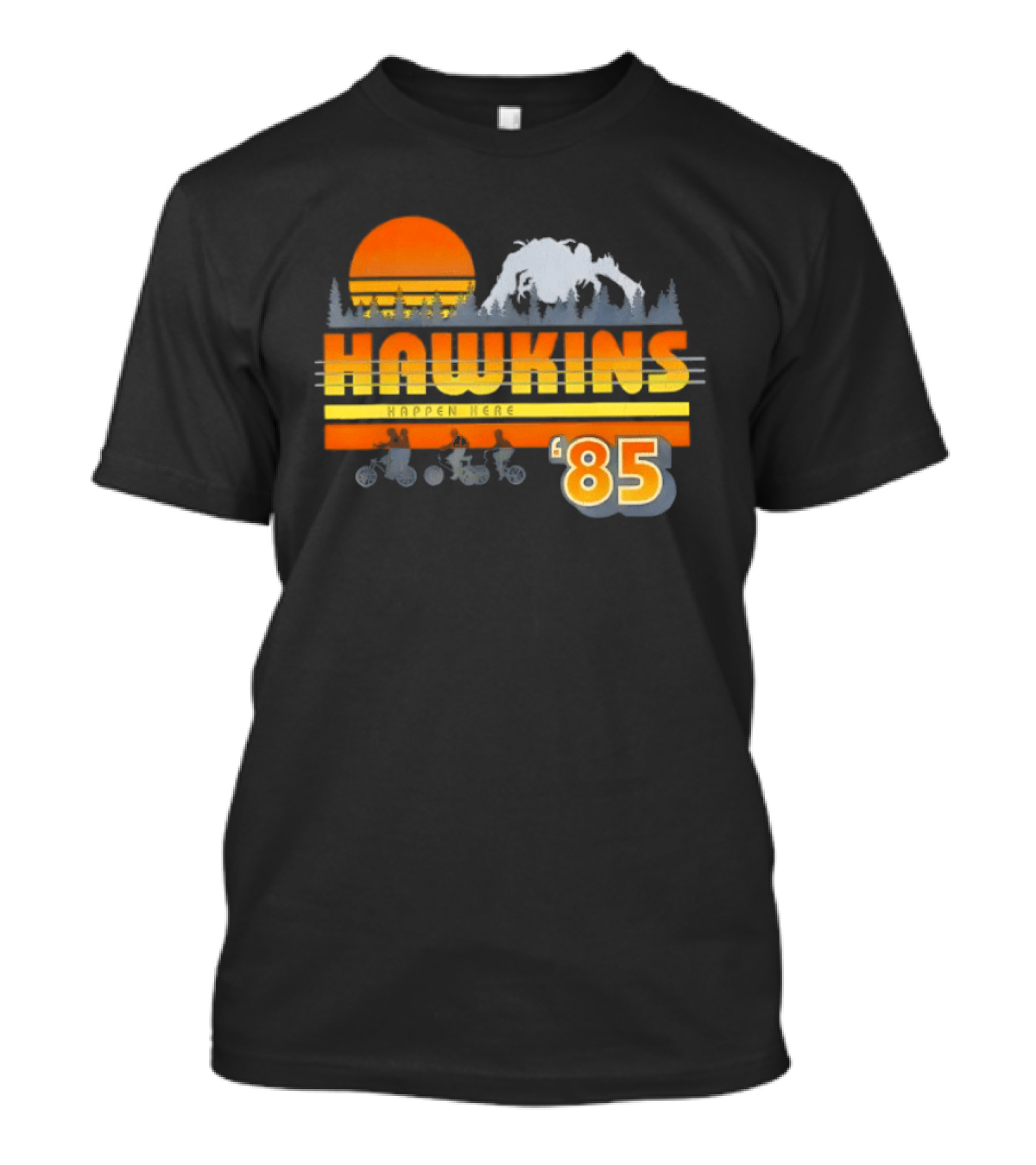 Hawkins Bikers Sunset Adventure Stranger Things 85 Demogorgon Forest T-Shirt