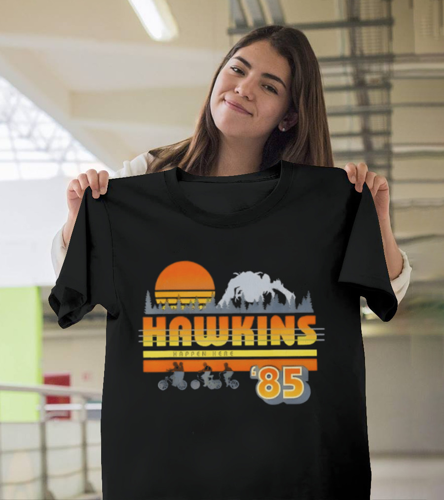 Hawkins Bikers Sunset Adventure Stranger Things 85 Demogorgon Forest T-Shirt