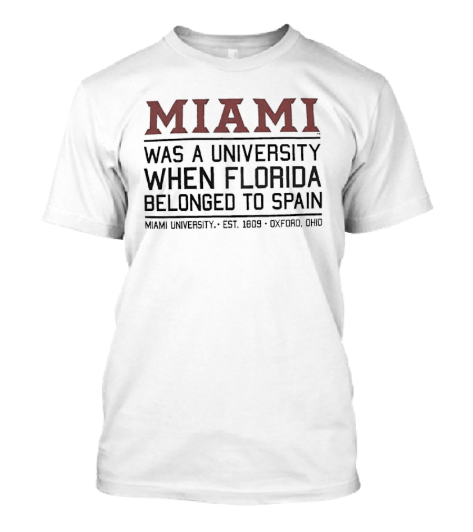 Miami University Est 1809 Oxford Ohio History Spain Connection T-Shirt