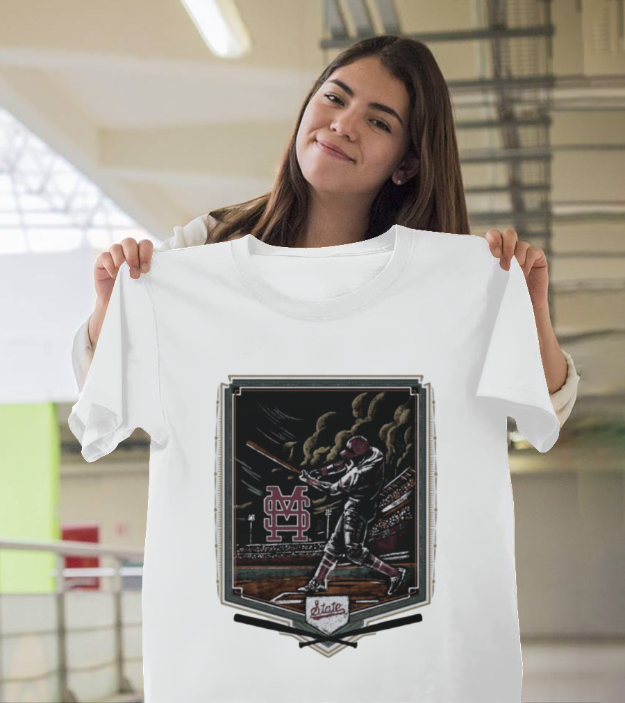 Mississippi State The Thunder Baseball Player Stadium Scene T-Shirt