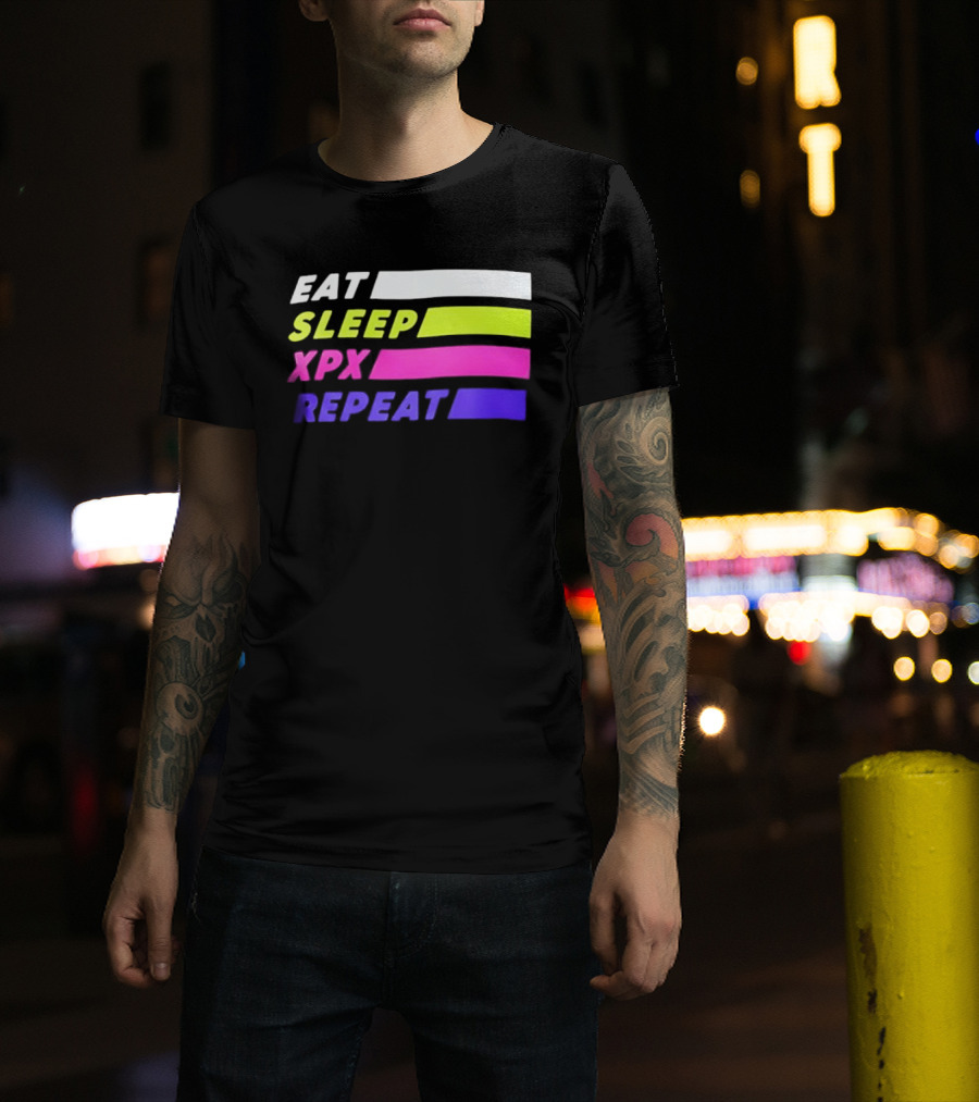 Eat Sleep XPX Repeat Lines Neon Text Blocks T-Shirt