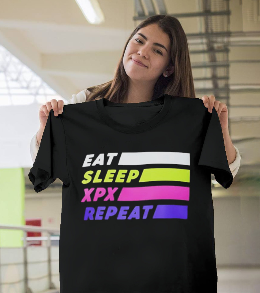 Eat Sleep XPX Repeat Lines Neon Text Blocks T-Shirt