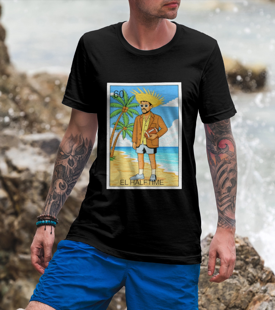 El Halftime Bad Bunny Loteria Card Beach T-Shirt