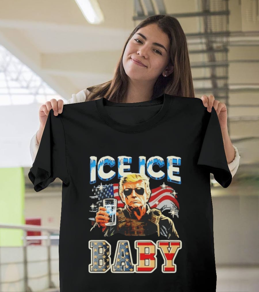 Ice Ice Baby Trump American Flag T-Shirt