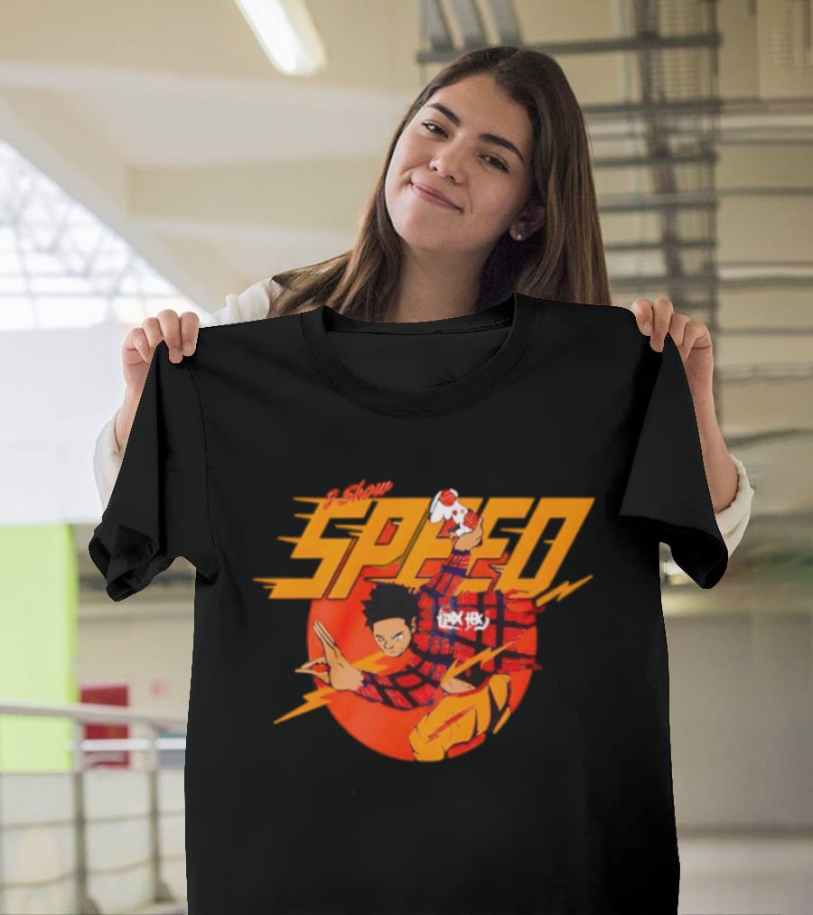 IShowSpeed Speed Flash Anime Character With Soccer Ball And Lightning Bolt T-Shirt