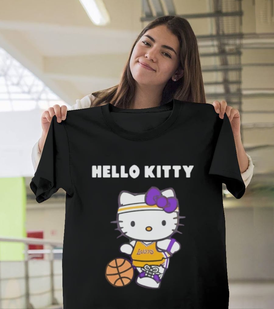 Los Angeles Lakers Hello Kitty Basketball Collaboration T-Shirt