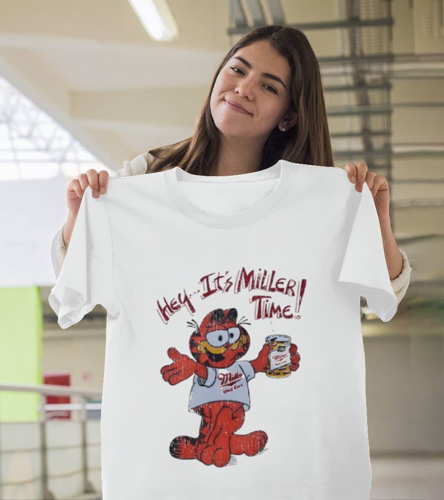 Hey It's Miller Time Garfield Comic T-Shirt