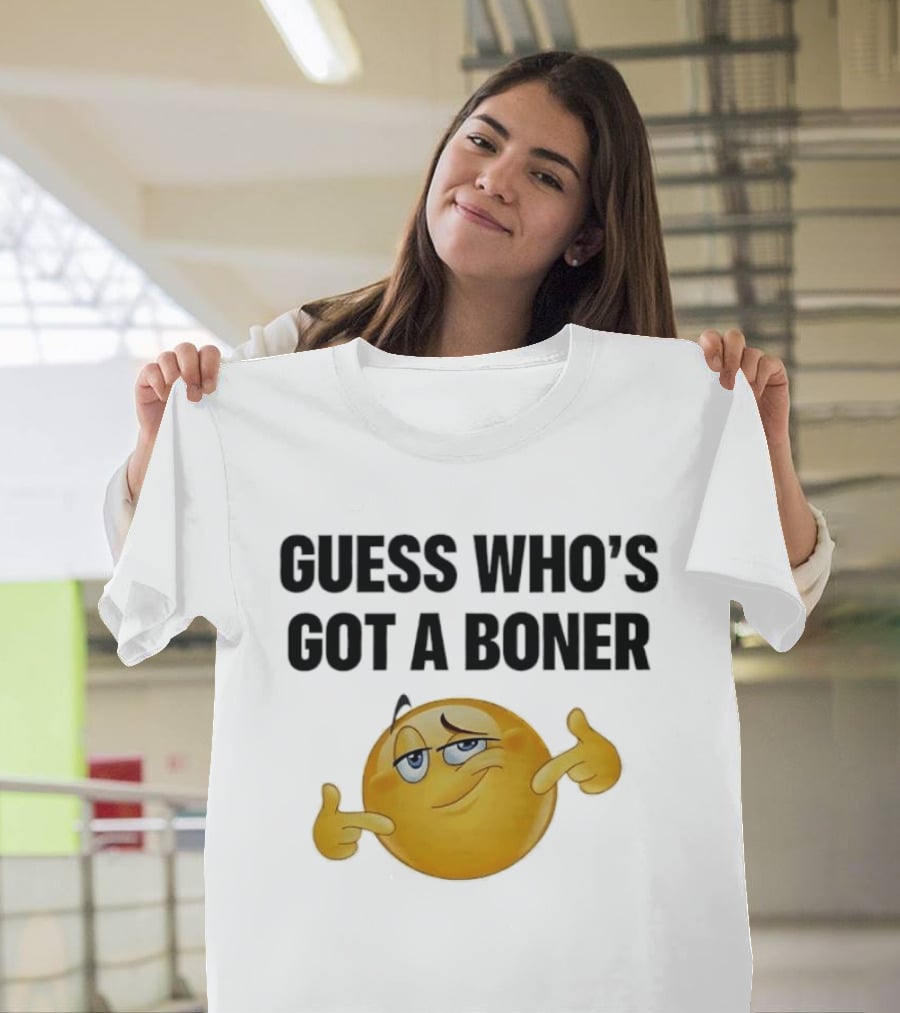 Guess Who's Got A Boner Emoji Pointing Hands T-Shirt