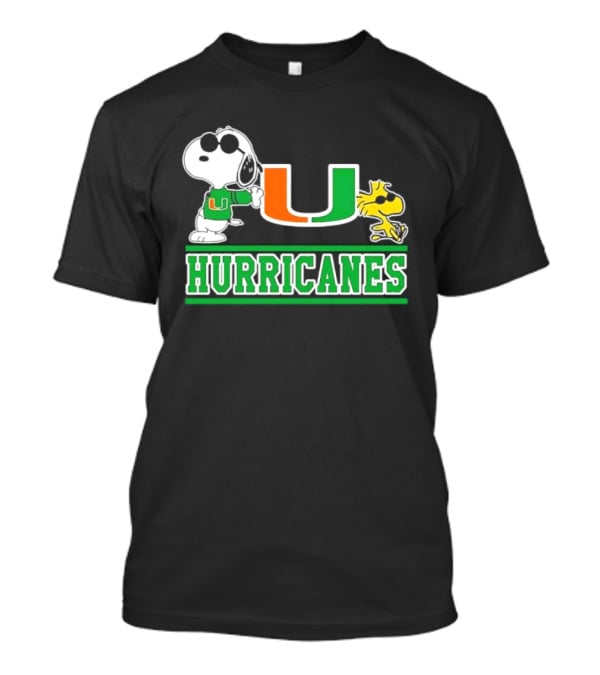Snoopy Woodstock Miami Hurricanes U T-Shirt