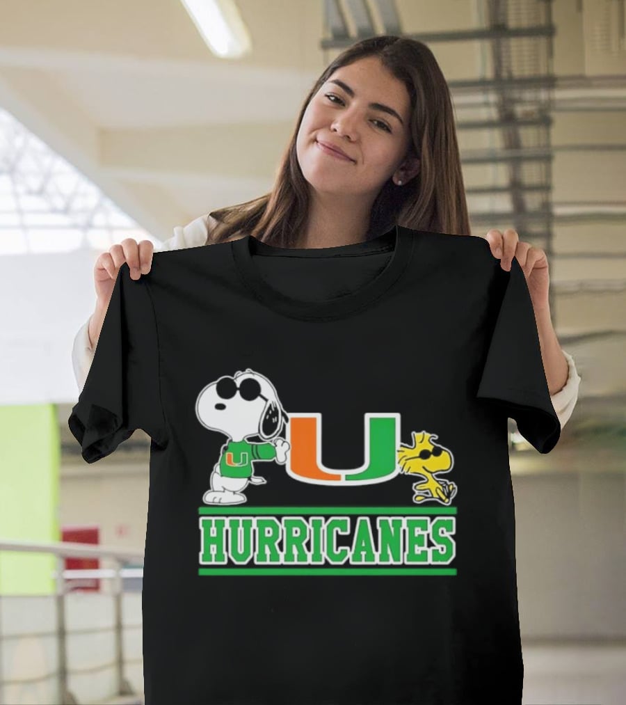Snoopy Woodstock Miami Hurricanes U T-Shirt
