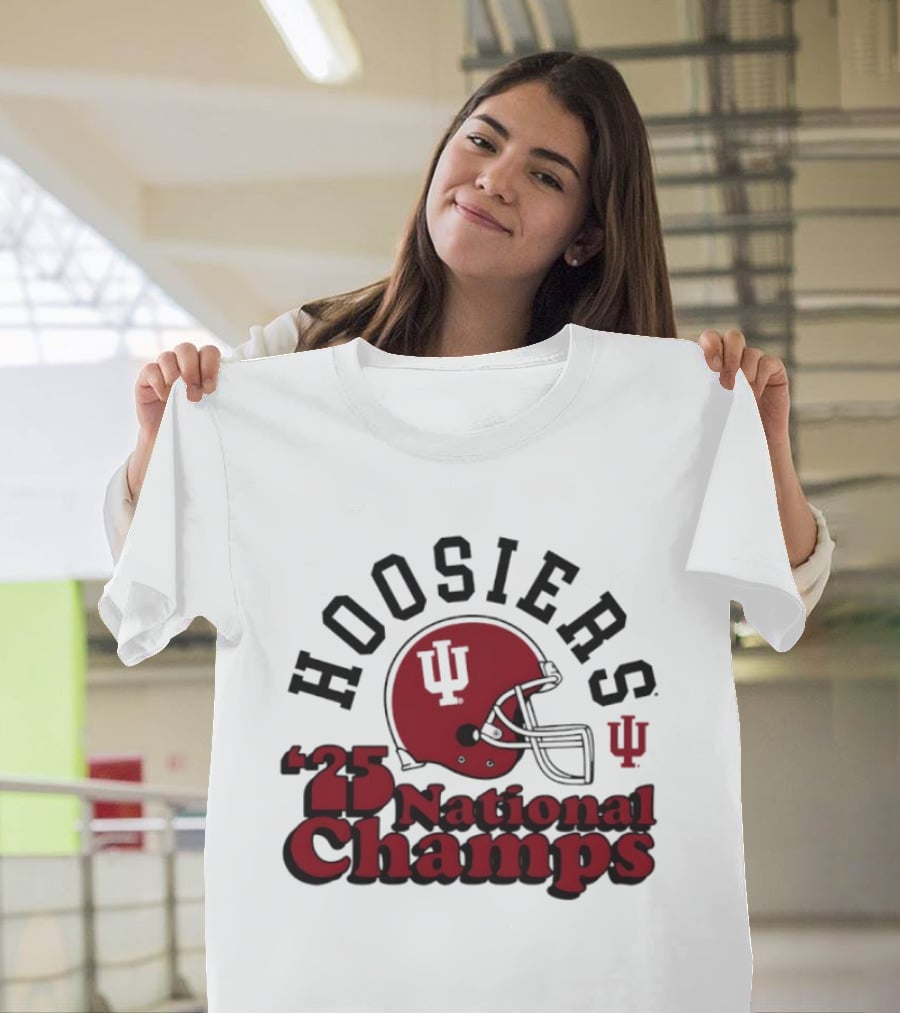 Hoosiers '25 National Champs Red Helmet T-Shirt