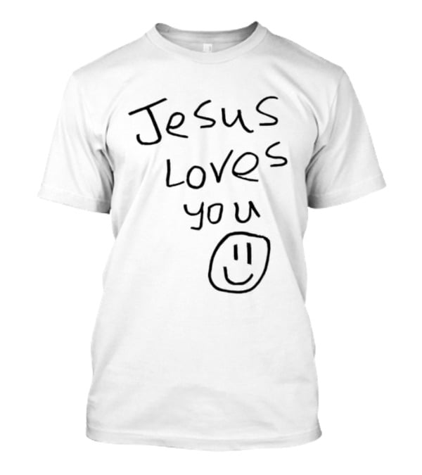 Jesus Loves You Smiley Face Drawing T-Shirt