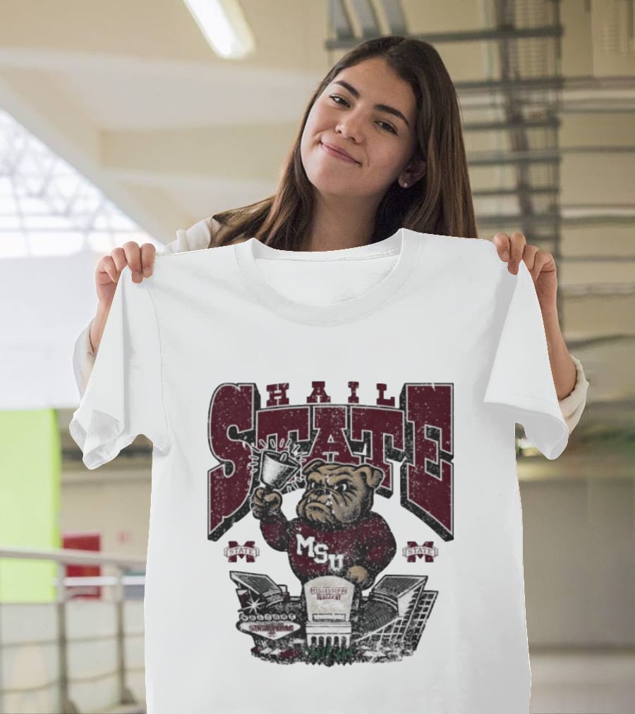 Hail State MSU Mississippi State Bulldogs Stadium Cowbell T-Shirt