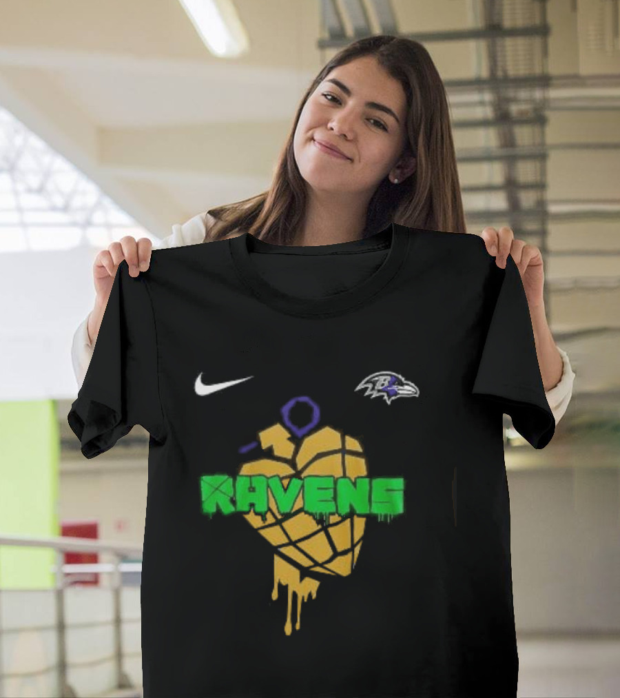 Baltimore Ravens Green Day Football Skull Nike Ravens Heart T-Shirt