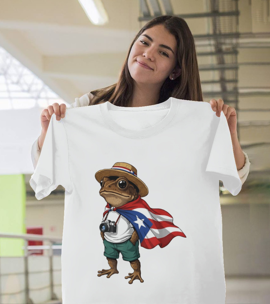 Coqui Frog With Puerto Rico Flag In Puerto Rican Taino T-Shirt
