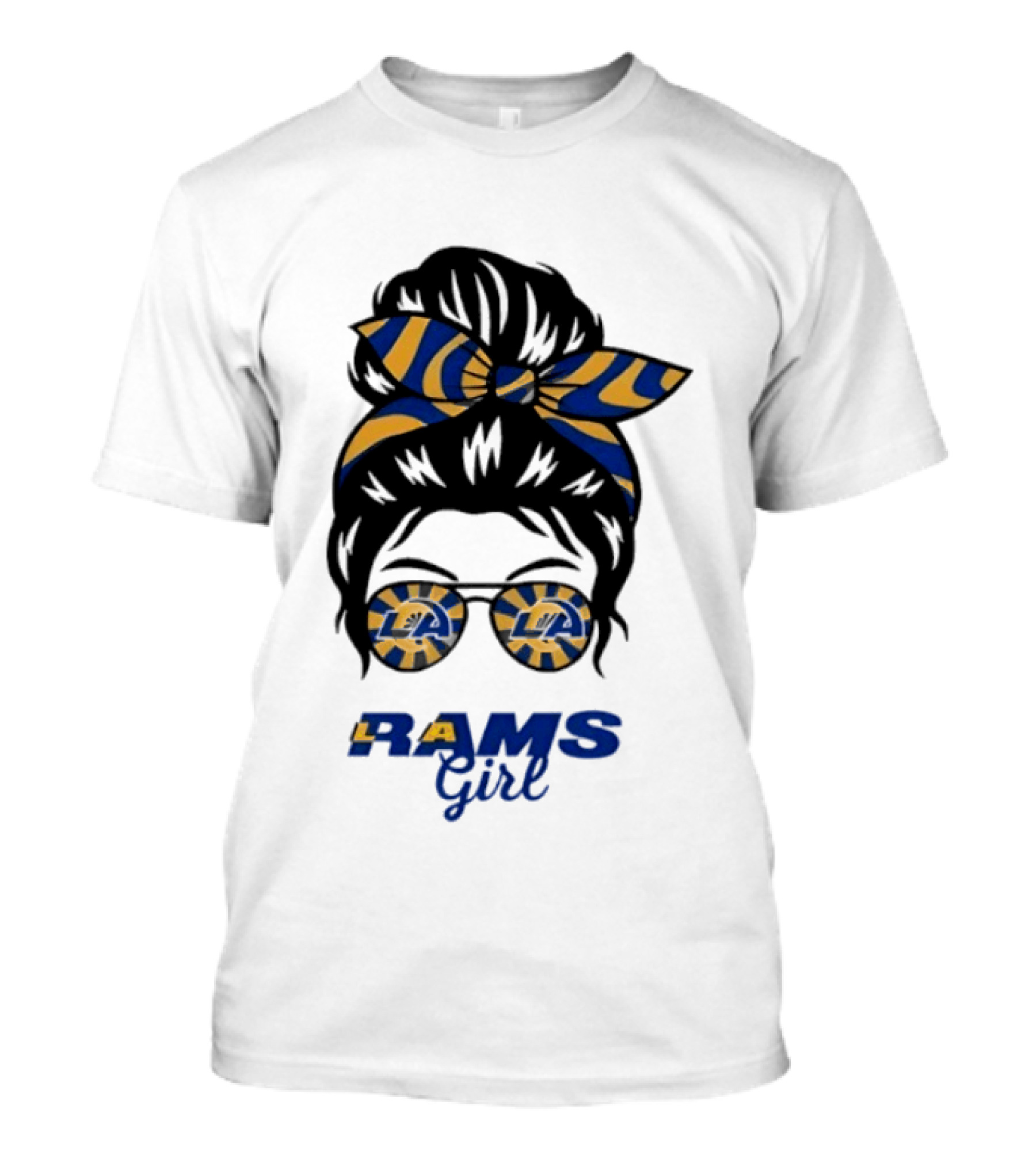 Rams Girl Messy Bun Sunglasses T-Shirt