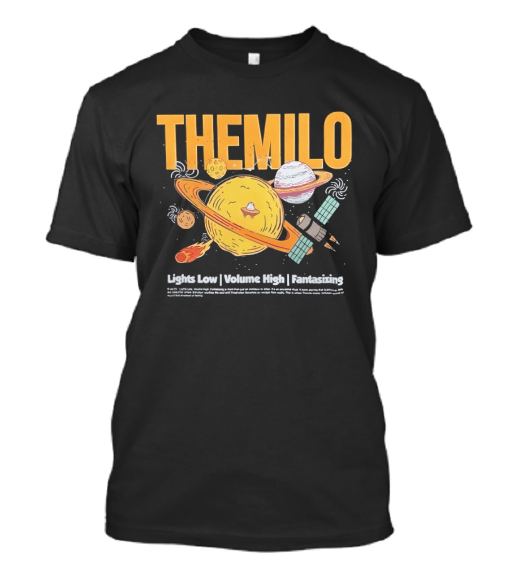 The Milo Space Planets Lights Low Volume High Fantasizing T-Shirt