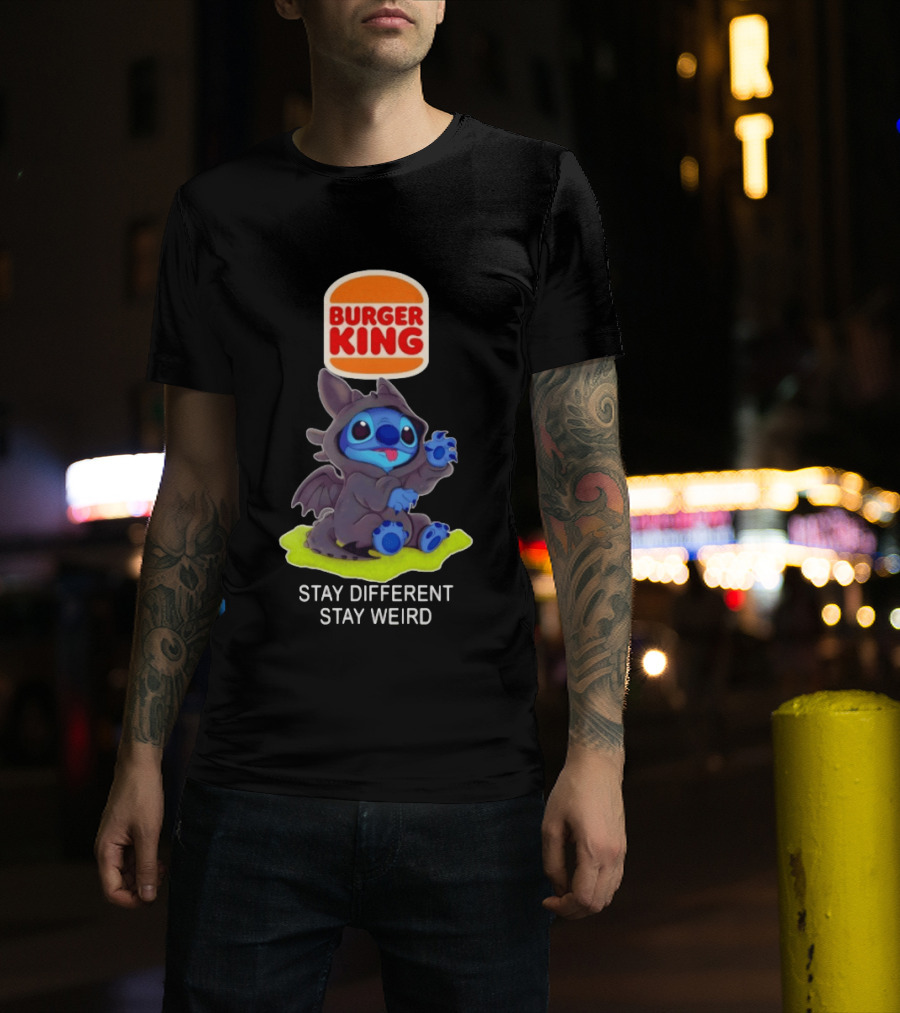 Burger King X Toothless Stitch Collaboration Stay Different Stay Weird T-Shirt