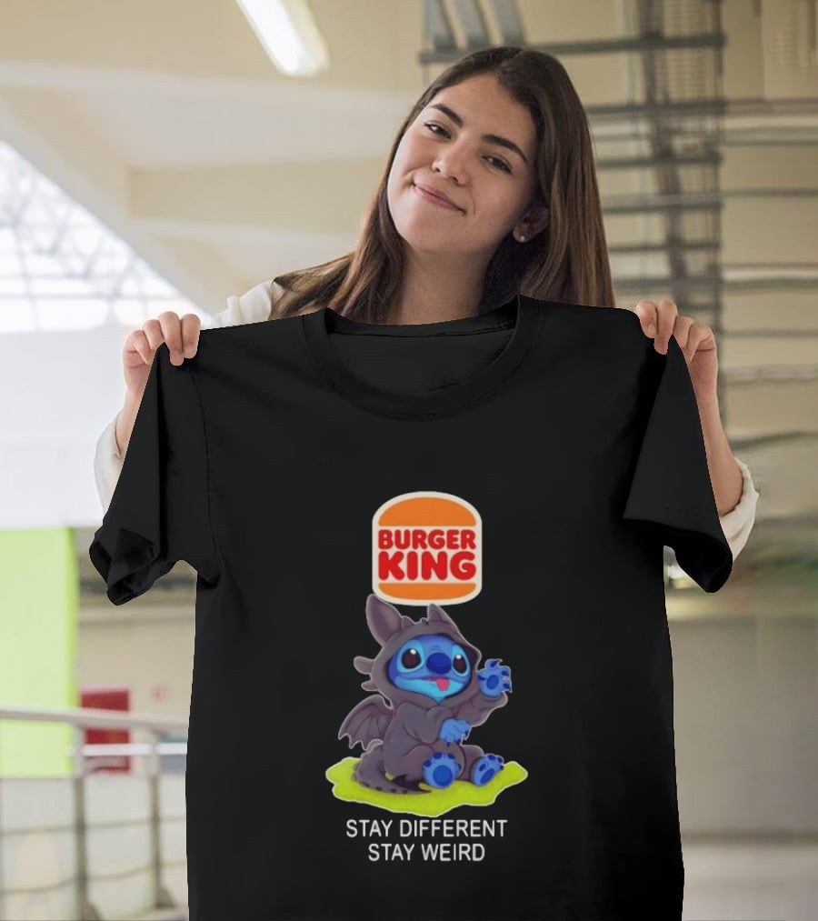 Burger King X Toothless Stitch Collaboration Stay Different Stay Weird T-Shirt