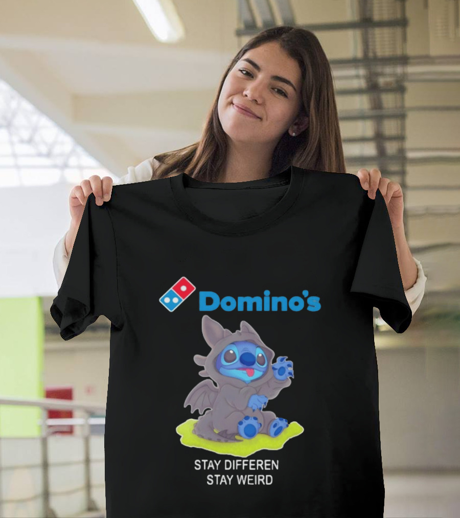 Domino's Pizza Collab Toothless Stitch Stay Different Stay Weird T-Shirt
