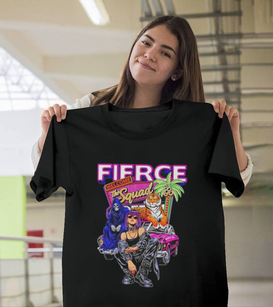 Fierce Welcome The Squad Iconic Tiger And Car Graphic With Edgy Characters T-Shirt