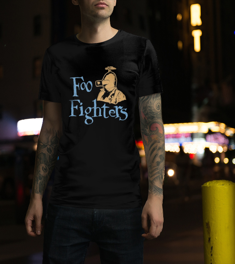 Foo Fighters Retro Pilot Helmet Sketch T-Shirt