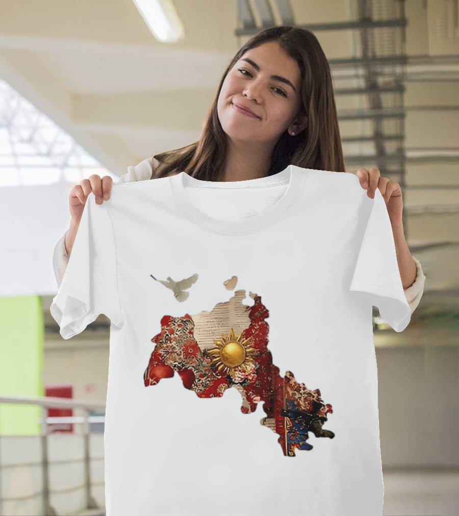 Map Of Kurdistan With Sun And Peace Dove T-Shirt