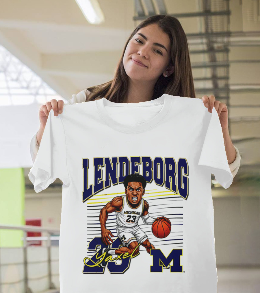 Lendeborg Yaxel 23 Michigan Basketball Caricature M T-Shirt