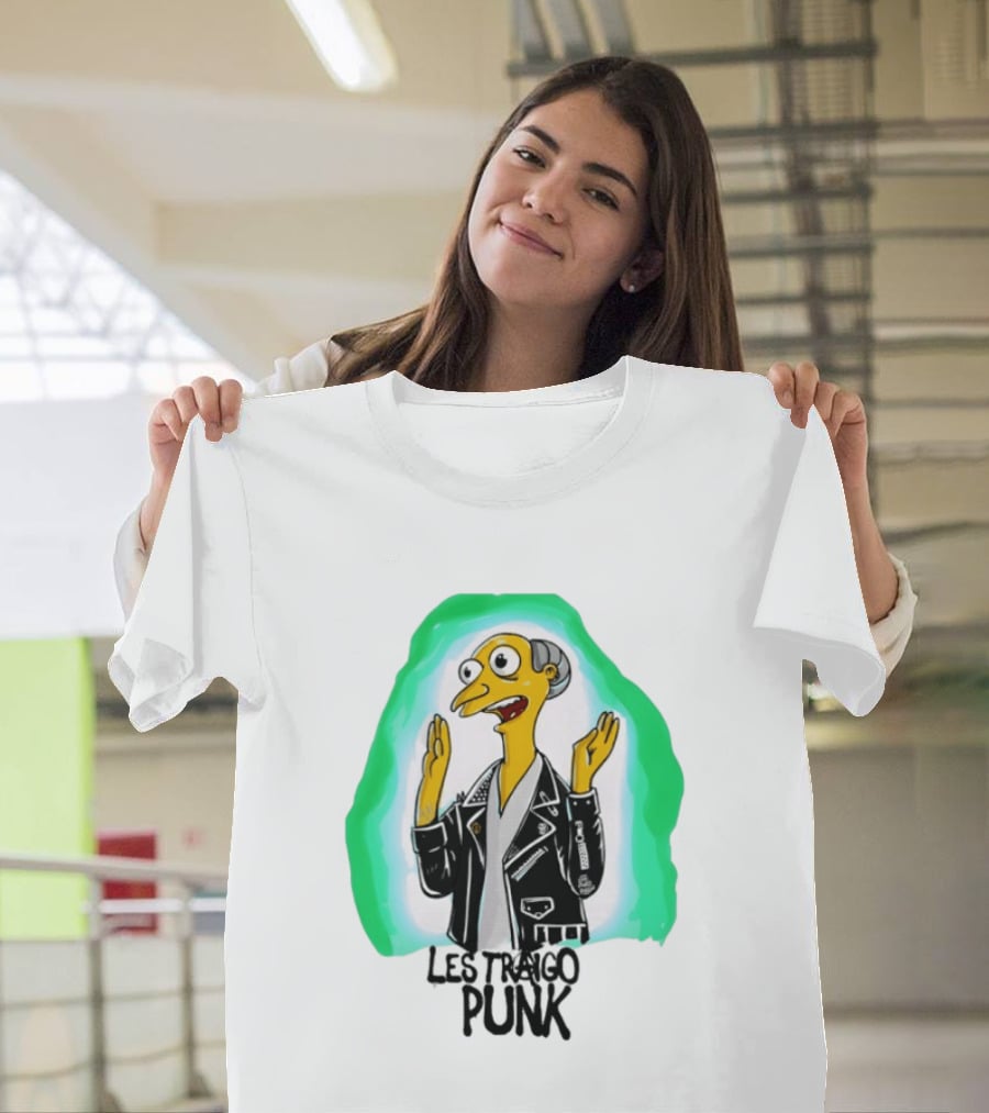 Mr Burns Les Traigo Punk Leather Jacket Green Aura T-Shirt