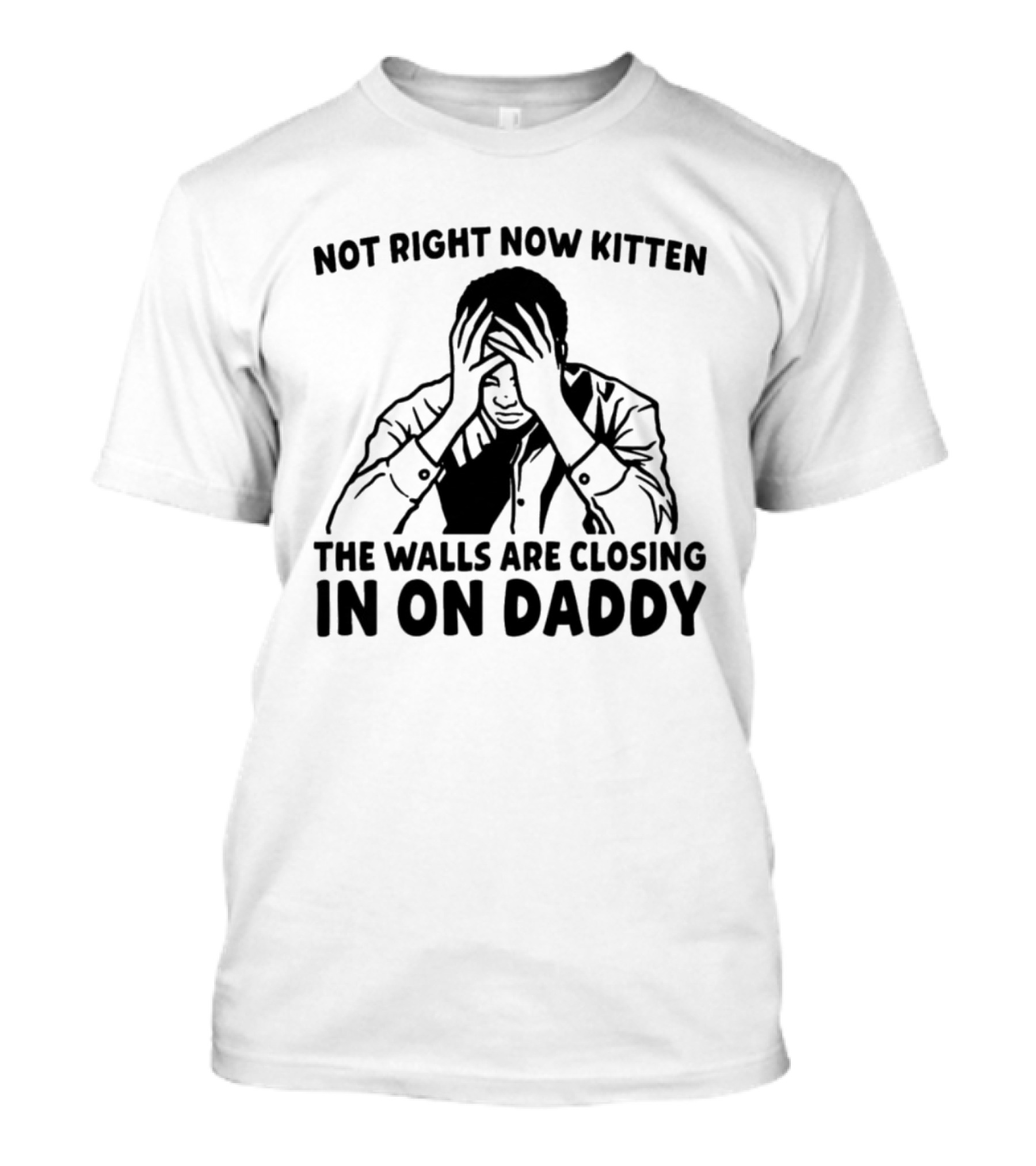 Not Right Now Kitten The Walls Are Closing In On Daddy Stress Humor T-Shirt