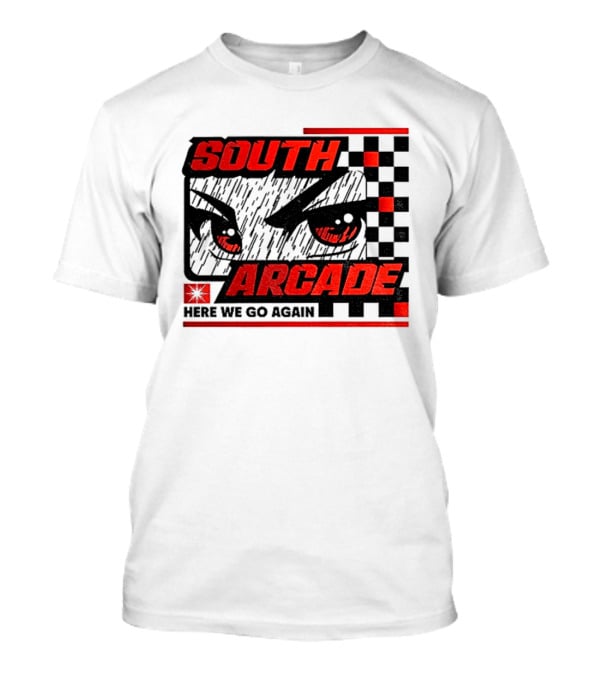 South Arcade Here We Go Again Checkerboard Eyes T-Shirt